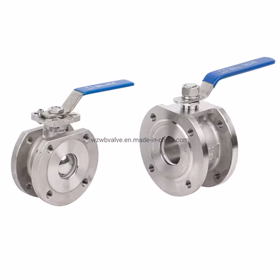 Pn16 Italy Type CF8m SS304 1PC Wafer Flanged Ball Valve with ISO Mounting Pad